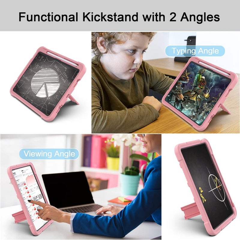 Azzsy Case for iPad (A16) 11th Generation 11 Inch 2025 / iPad 10th Generation 10.9 Inch 2022, [Built-in Pencil Holder] Heavy Duty Shockproof Rugged Protective Case, Rose Gold2 - Image 3